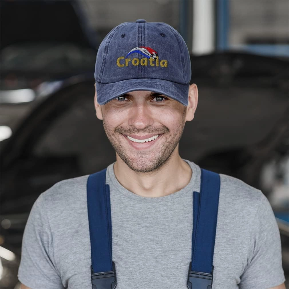 Speedy Pros Soft Washed Baseball Cap Croatia Europe Football Cup Cotton Dad Hats for Men & Women