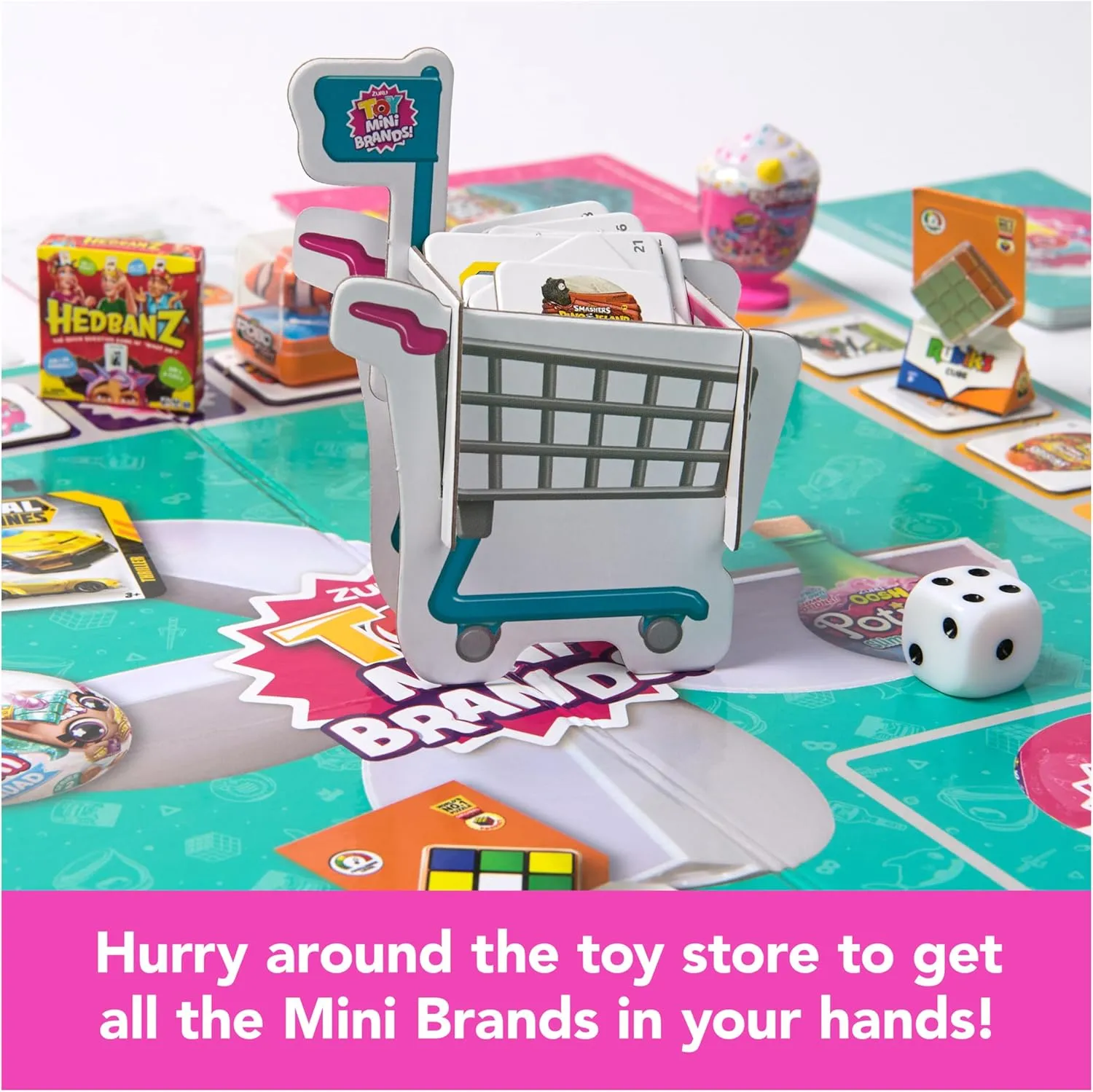 Spin Master Games, Toy Mini Brands Add to Cart Game, A Tiny Shopping Spree for Kids, 4 Collectible Toy Mini Brands Included, 2-4 Players, for Ages 6 & Up