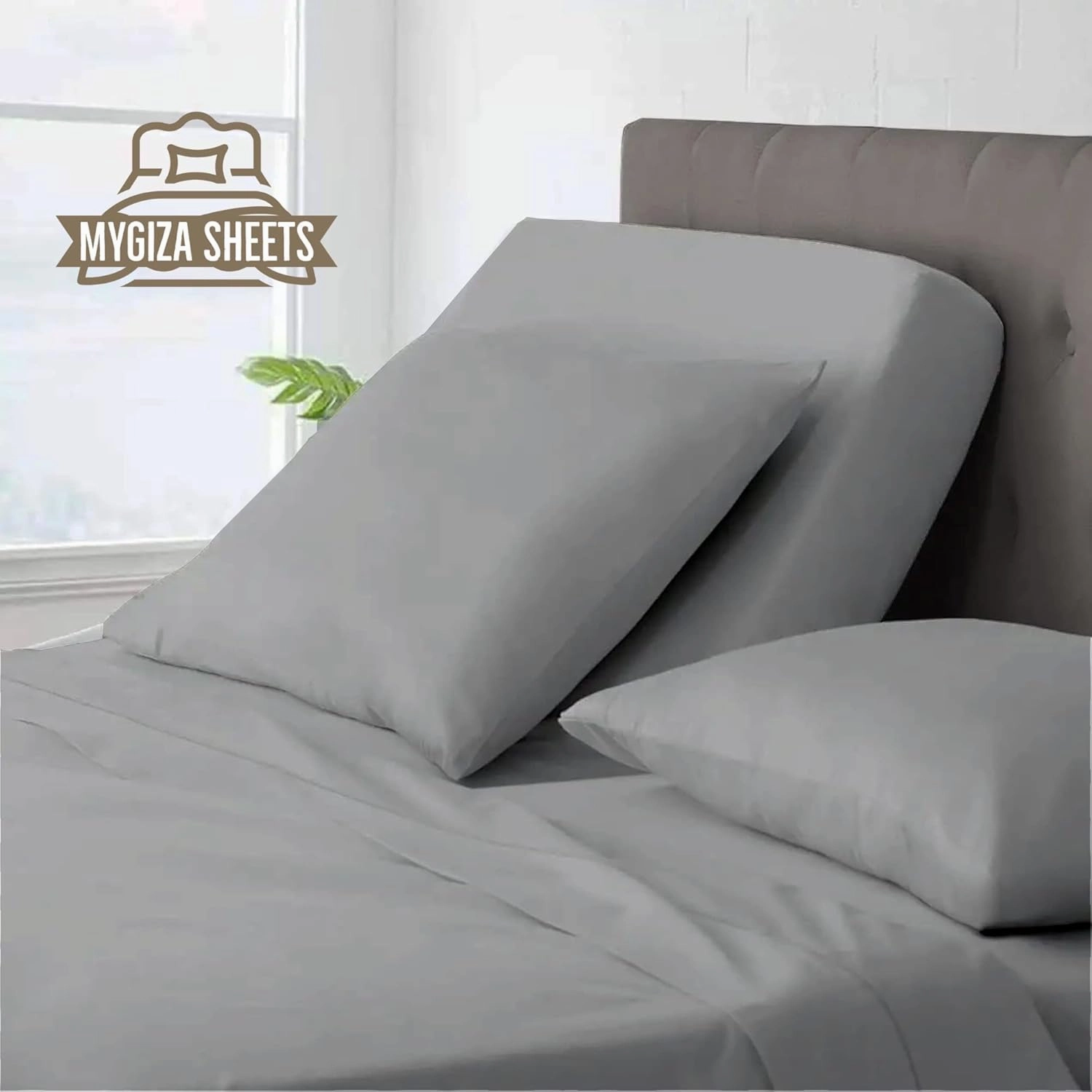 Split Top King Fitted Sheet Only for Sleep Number Adjustable Beds,100% Giza Cotton,Split Top King Fitted Sheet for Adjustable Bed,Adjustable Bed Fitted Sheet 34" Flex Head King Size,1 Pc (Light Grey)