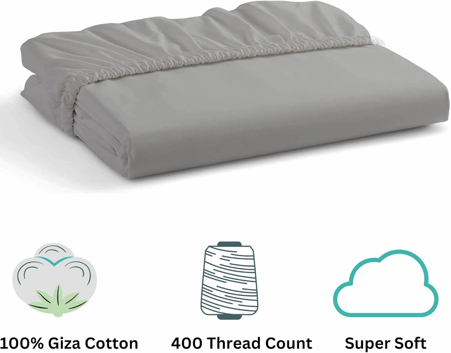 Split Top King Fitted Sheet Only for Sleep Number Adjustable Beds,100% Giza Cotton,Split Top King Fitted Sheet for Adjustable Bed,Adjustable Bed Fitted Sheet 34" Flex Head King Size,1 Pc (Light Grey)