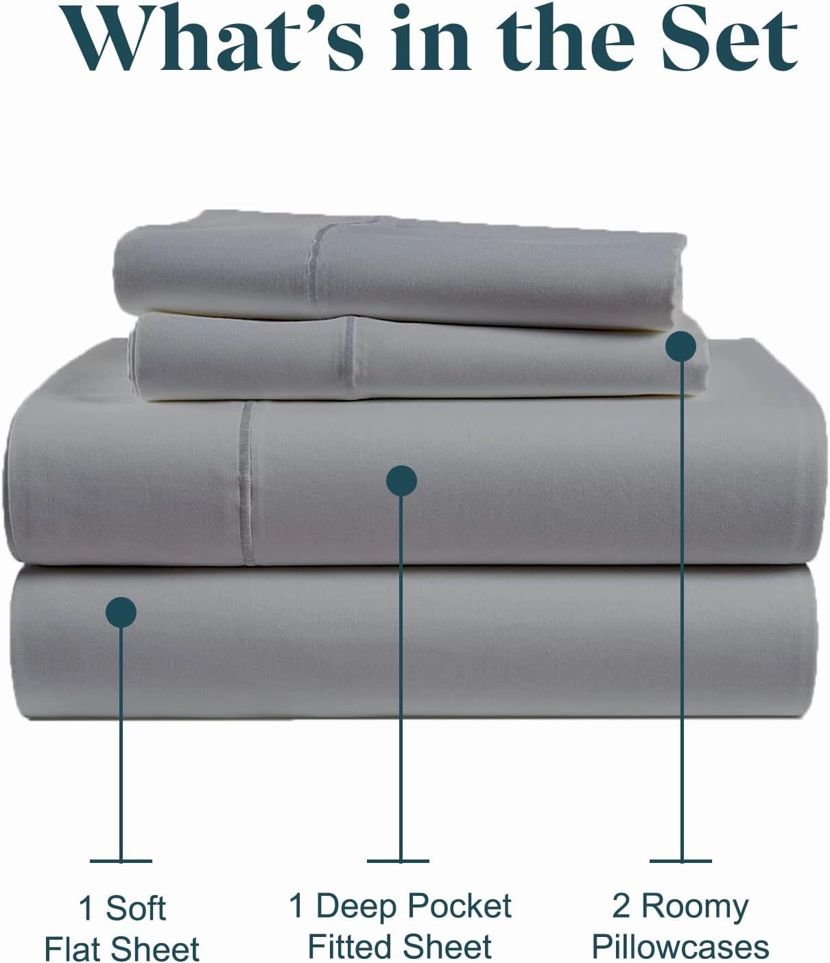 Split Top King Sheet Set - 100% Cotton, 600 Thread Count Flex Head King Sheets for Sleep Number Bed - 16" Deep Pocket cooling Sheets for Flex Top King Adjustable Bed - Split King/34" Down - Light Grey