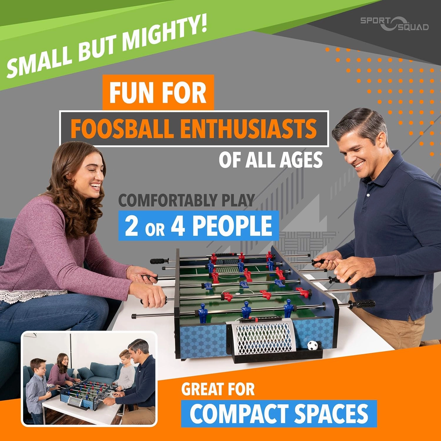 Sport Squad Foosball Table - Soccer Table - Wood Foosball Table for Kids & Adults - Bar Game Table, Game Room for Home - Easy Assembly, Built Tough for High Volume Play