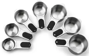 Spring Chef Magnetic Stainless Steel Measuring Cups (Patent Pending), Kitchen Tools with Easy to Read Markings for Measuring Dry or Liquid Ingredients, Set of 7, Black
