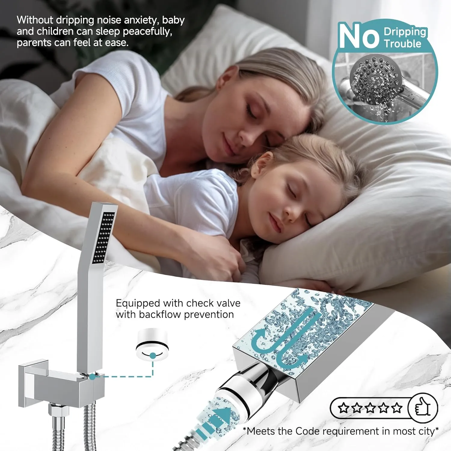 SR SUN RISE Shower Faucet Set - Bathroom 10 Inch Rainfall Shower Head & Handle Set Wall Mounted Rain Shower System Polished Chrome - Pressure Balanced Mixing Valve