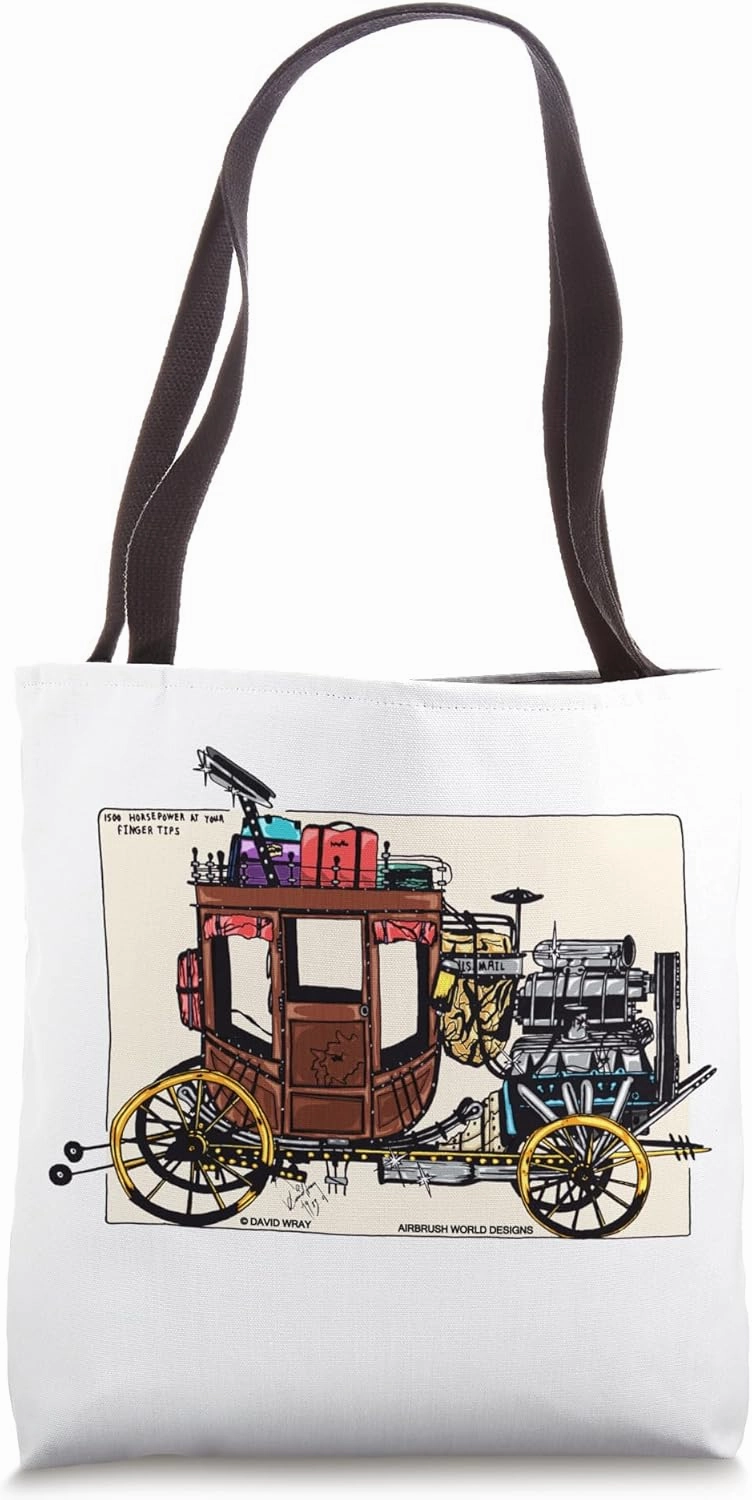 Stagecoach With An Engine Motorized Carriage Horse & Buggy Tote Bag