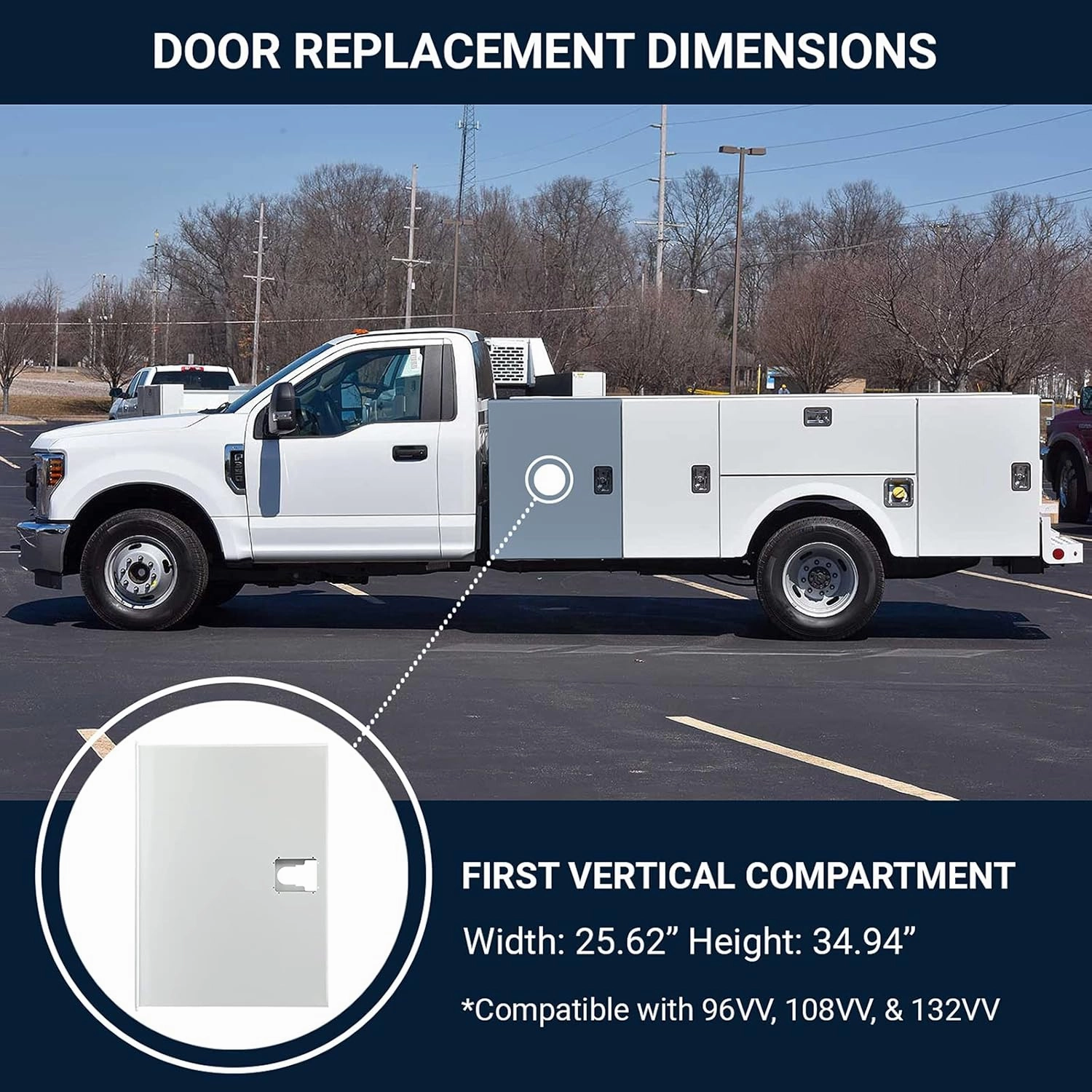 Stahl Truck Bodies - 55003-025-PR - Vertical Door for Stahl Challenger II Service Body (2001-2012) - Replacement for Side Vertical Compartment Doors: 96VV, 108VV, and 132VV