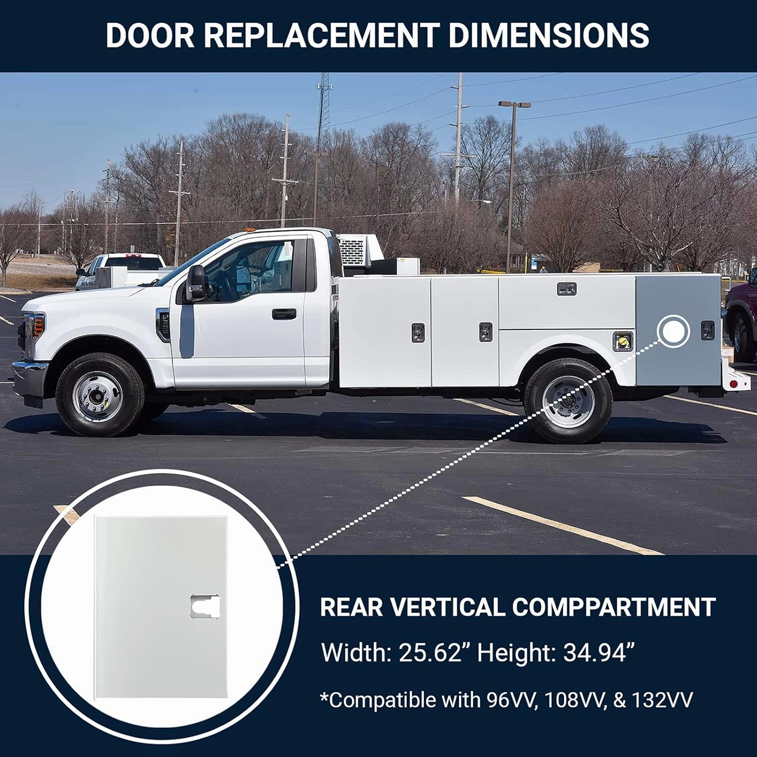 Stahl Truck Bodies - 55003-025-PR - Vertical Door for Stahl Challenger II Service Body (2001-2012) - Replacement for Side Vertical Compartment Doors: 96VV, 108VV, and 132VV