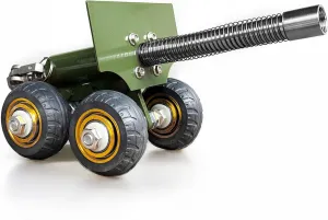 Stainless Steel Mini Cannon Model with Recoil Mechanism - Perfect for Outdoor Games and Collectors’ Gift Firecracker(Four Wheels)