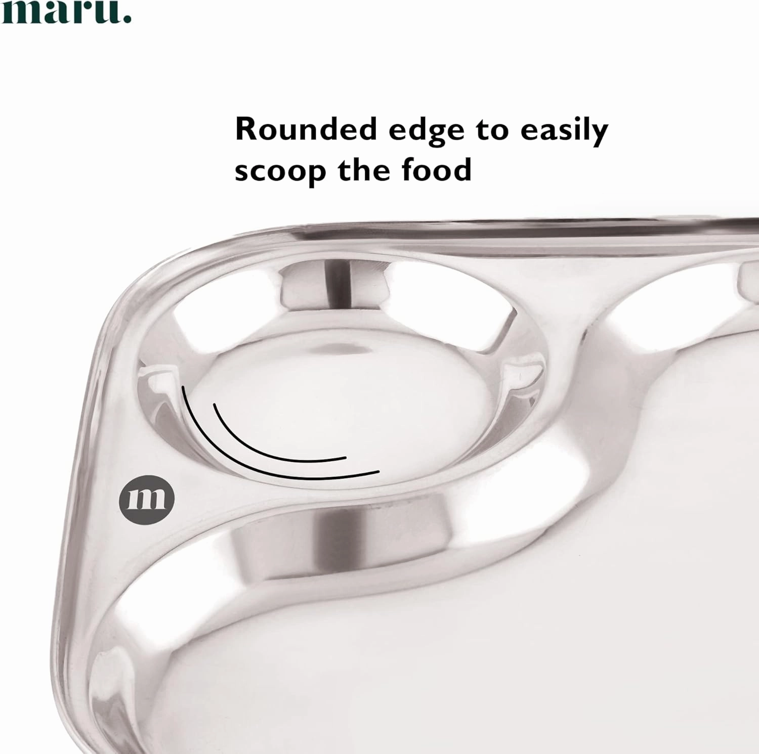 Stainless Steel Dinner Plates with 2in1 Compartment Section Set of 6, Durable & Large Bhojan Thali Plates, Perfect for Breakfast, Lunch & Dinner, Ideal for Serving Indian Meals – Lightweight