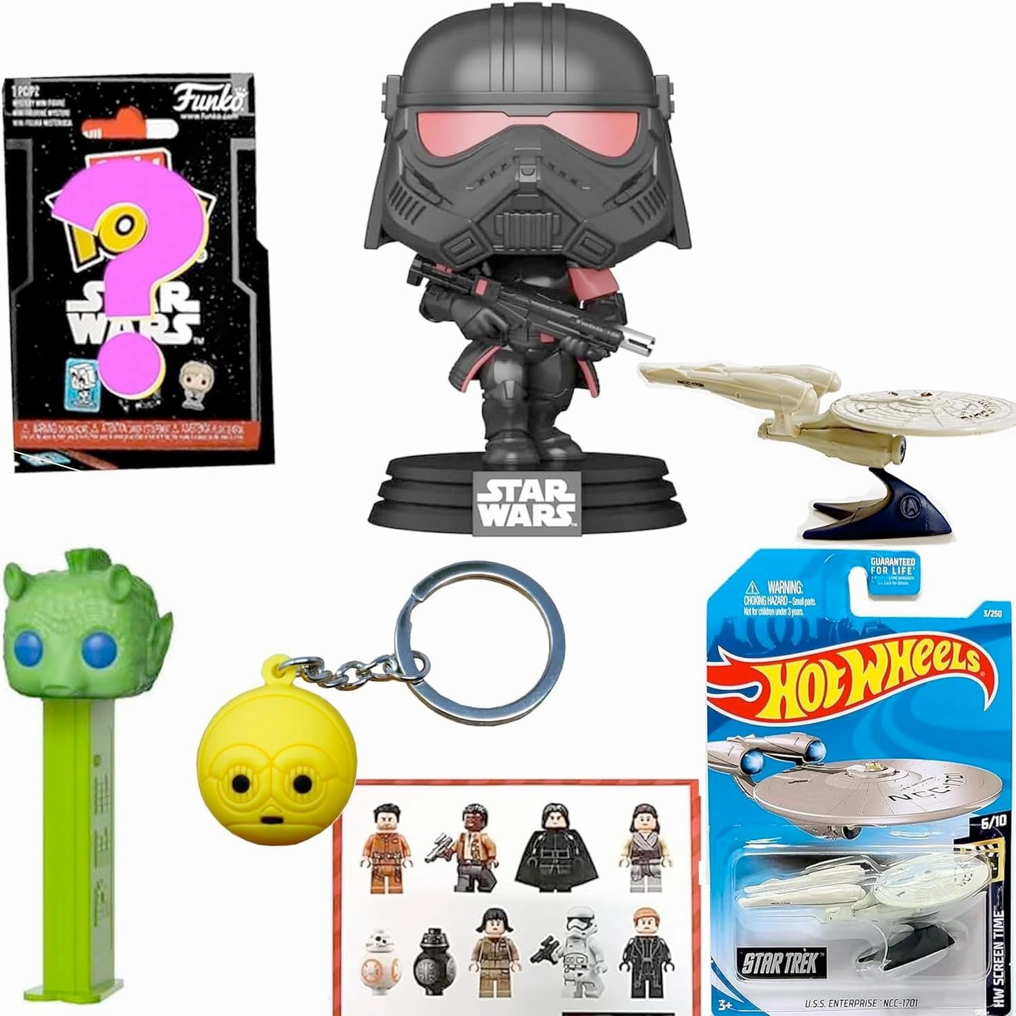 Star Trek Sonic Enterprise Bundled with Cool Team Crew NCC   Star Wars Exclusive Trooper Fig & Retro Greedo & Droid Hanger C3PO & Movie Blind Bag Bitty 5 Items