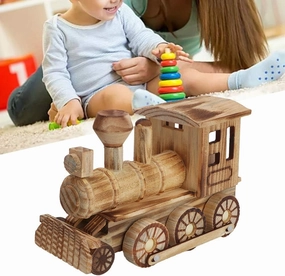Steam Locomotive, Wooden Train, Toy Train, for Decorating Children's Rooms Home Decor Crafts Toys Kids Gift