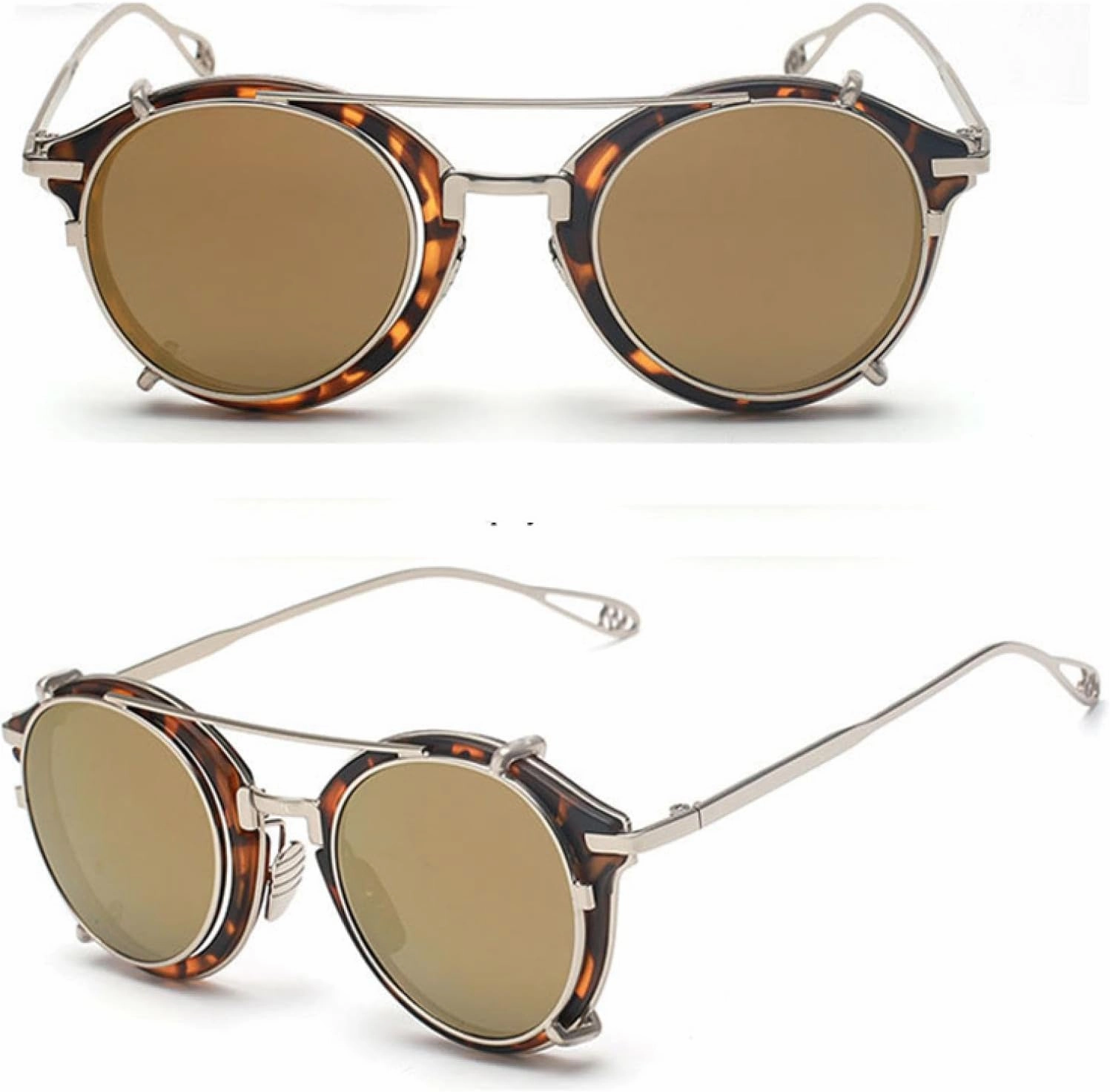 Steampunk Men Classic Removable Clip Lens Sun Glasses Women Round Eyeglasses Uv400