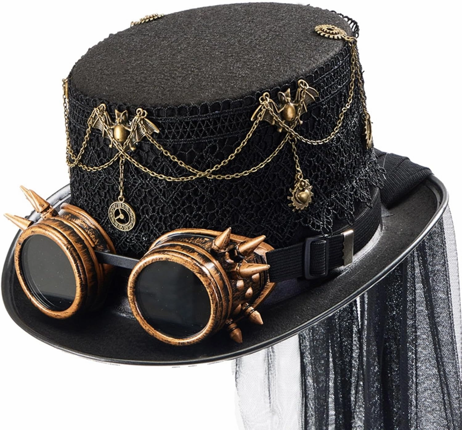 Steampunk Top Hat Jazz Hat with Goggles for Role Play Prom Holiday Carnival