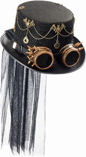 Steampunk Top Hat Jazz Hat with Goggles for Role Play Prom Holiday Carnival