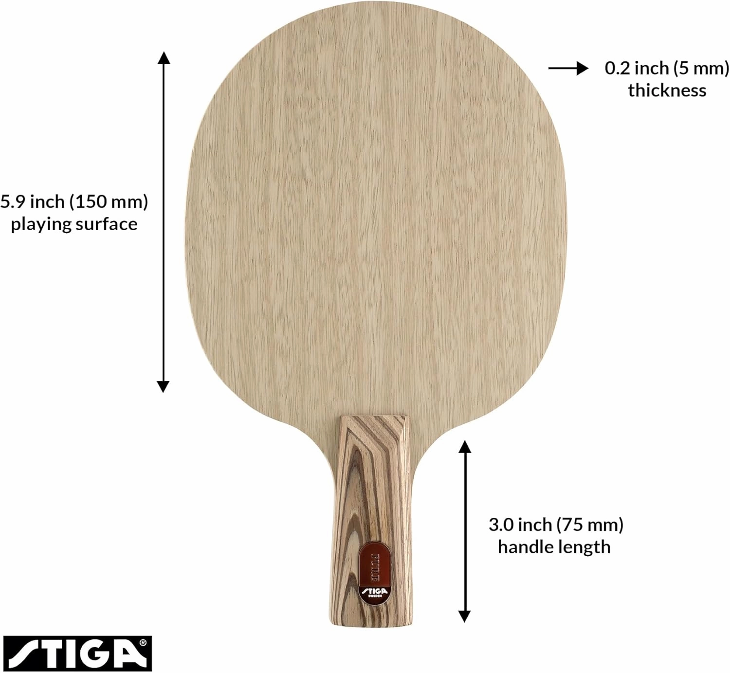 Stiga Pure Table Tennis Blade, Round Wood Blade for Experienced Advanced Offensive Players, Competition Approved