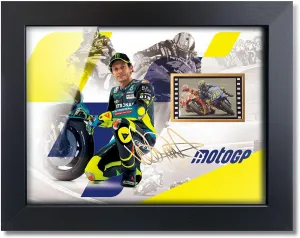 sufenvera Sports Fans Poster - Valentino Rossi Framed Photo with Print Signed and Mini Film Display,MotoGP Collectibles Gifts for Motorcycle Racing Enthusiasts 8x6 Inches