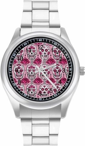 Sugar Skulls Casual Wrist Watches for Men Classic Business Dress Watch Big Face for Work Gym