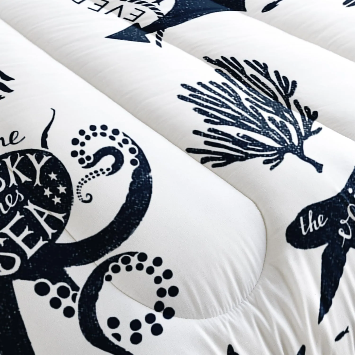 Suncloris Deep Ocean Sea Animal Comforter Set for Kids Teens, Twin Size Underwater World Marine Life Digital Art Bedding Quilt with 2 Sealife Creature Themed Pillowcases - 68" x 86" (Sealife, Twin)