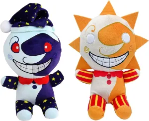 Sundrop and Moondrop Plush, Security Breach Clown Figure Cartoon Stuffed Animals, Sun and Moon Plush Gifts for Children and Christmas (2PCS)