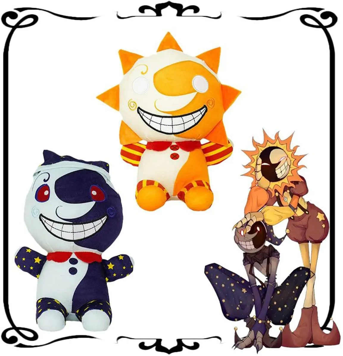 Sundrop and Moondrop Plush, Security Breach Clown Figure Cartoon Stuffed Animals, Sun and Moon Plush Gifts for Children and Christmas (2PCS)