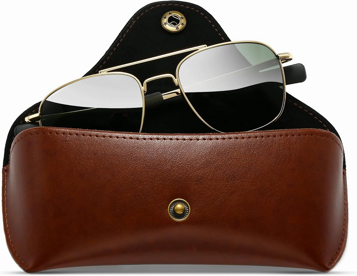 SUNGAIT Real Glass Lens Sunglasses for Men Military Pilot Aviator Style Upgraded Spring Hinge w. TAC Lens Option