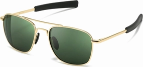 SUNGAIT Real Glass Lens Sunglasses for Men Military Pilot Aviator Style Upgraded Spring Hinge w. TAC Lens Option