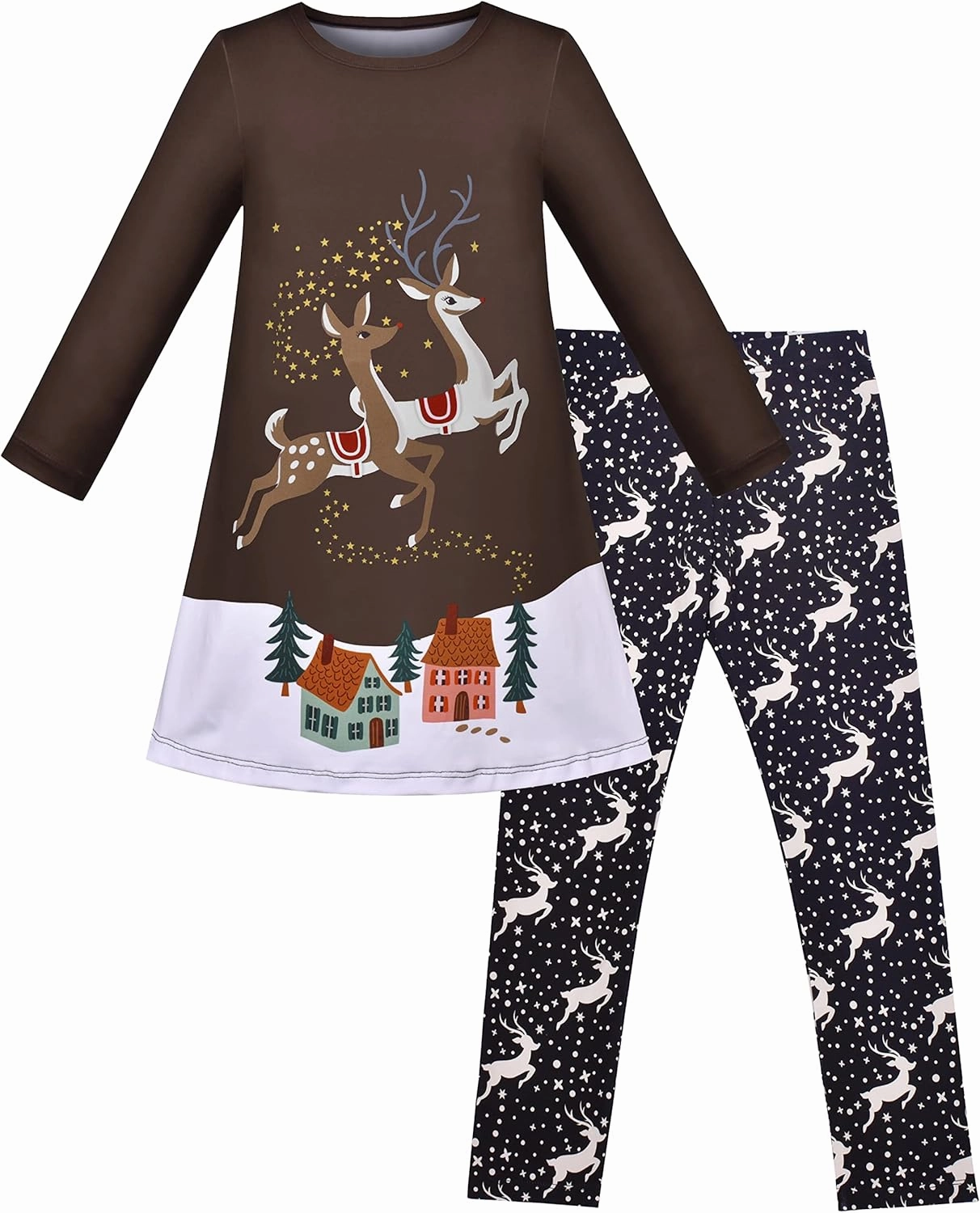Sunny Fashion Girls Outfit Set 2 Piece Cotton Heart Casual Dresss Top Pants