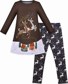 Sunny Fashion Girls Outfit Set 2 Piece Cotton Heart Casual Dresss Top Pants
