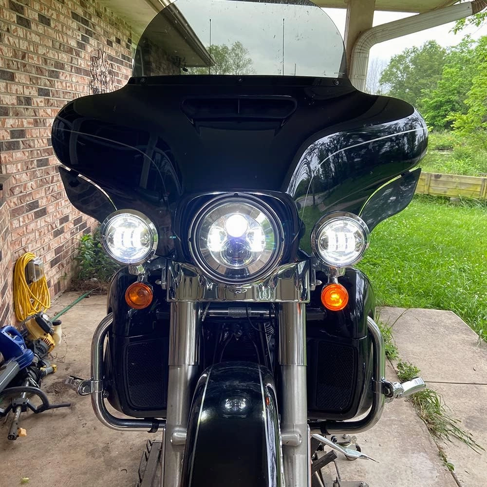 SUNPIE Compatible with H_arley Motorcycle 7 Inch Head light Fog Lights Combo, Compatible with Road King Road/Street/Electra Glide