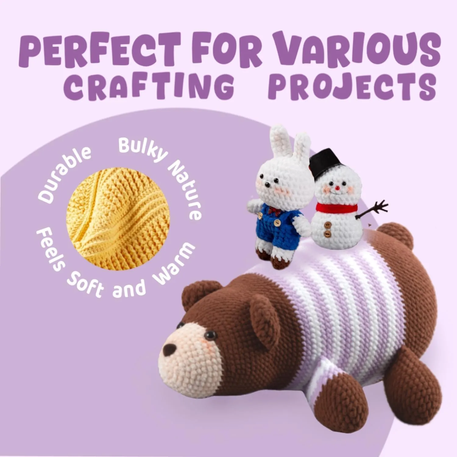 Super Soft and No Shedding Chunky Chenille Yarn for Crocheting and Knitting -Easy to Crochet with-Super Bulky #6, 2Pack of 3.5oz/82yds -Chunky Plush Yarn for Hand Craft Blanket Amigurumi