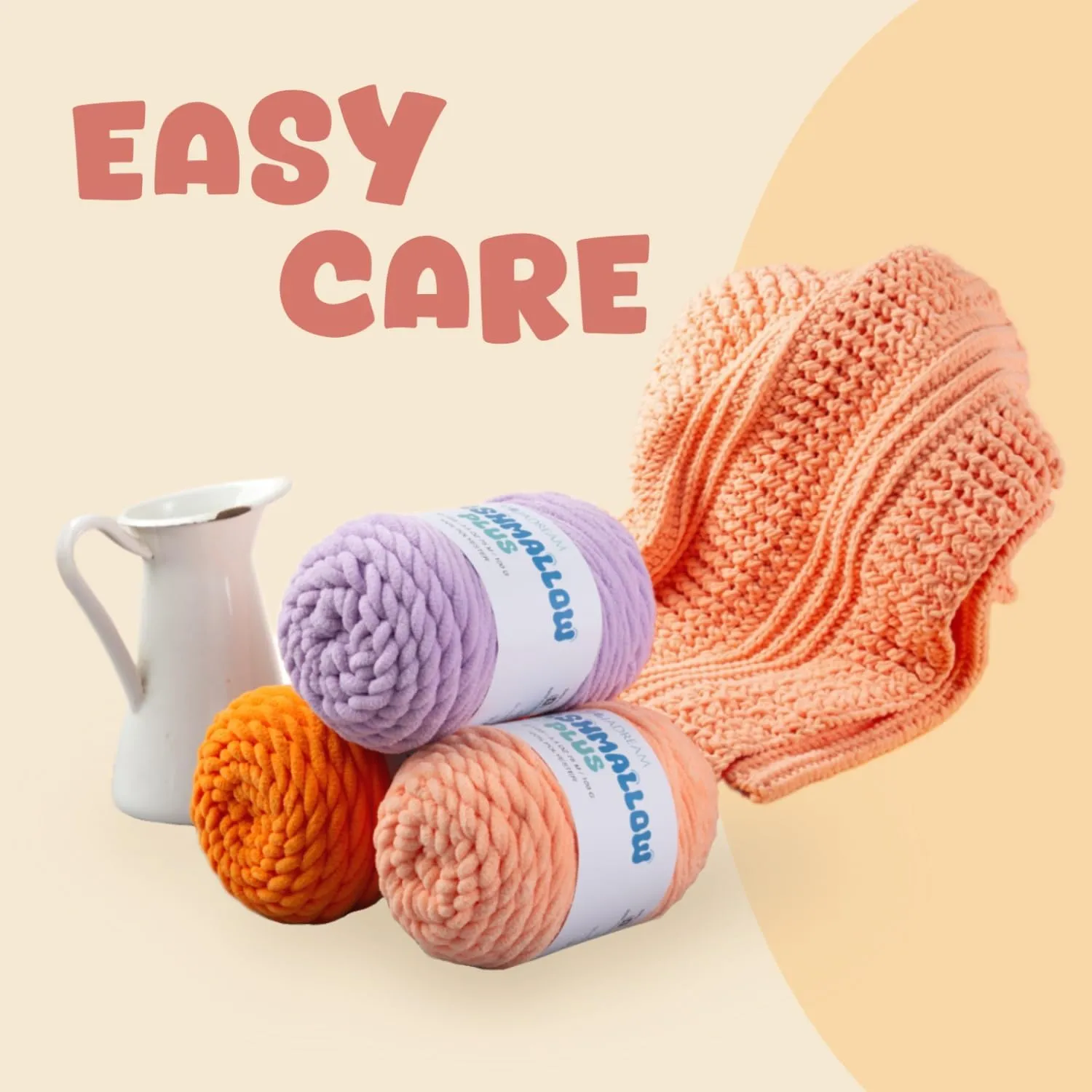 Super Soft and No Shedding Chunky Chenille Yarn for Crocheting and Knitting -Easy to Crochet with-Super Bulky #6, 2Pack of 3.5oz/82yds -Chunky Plush Yarn for Hand Craft Blanket Amigurumi