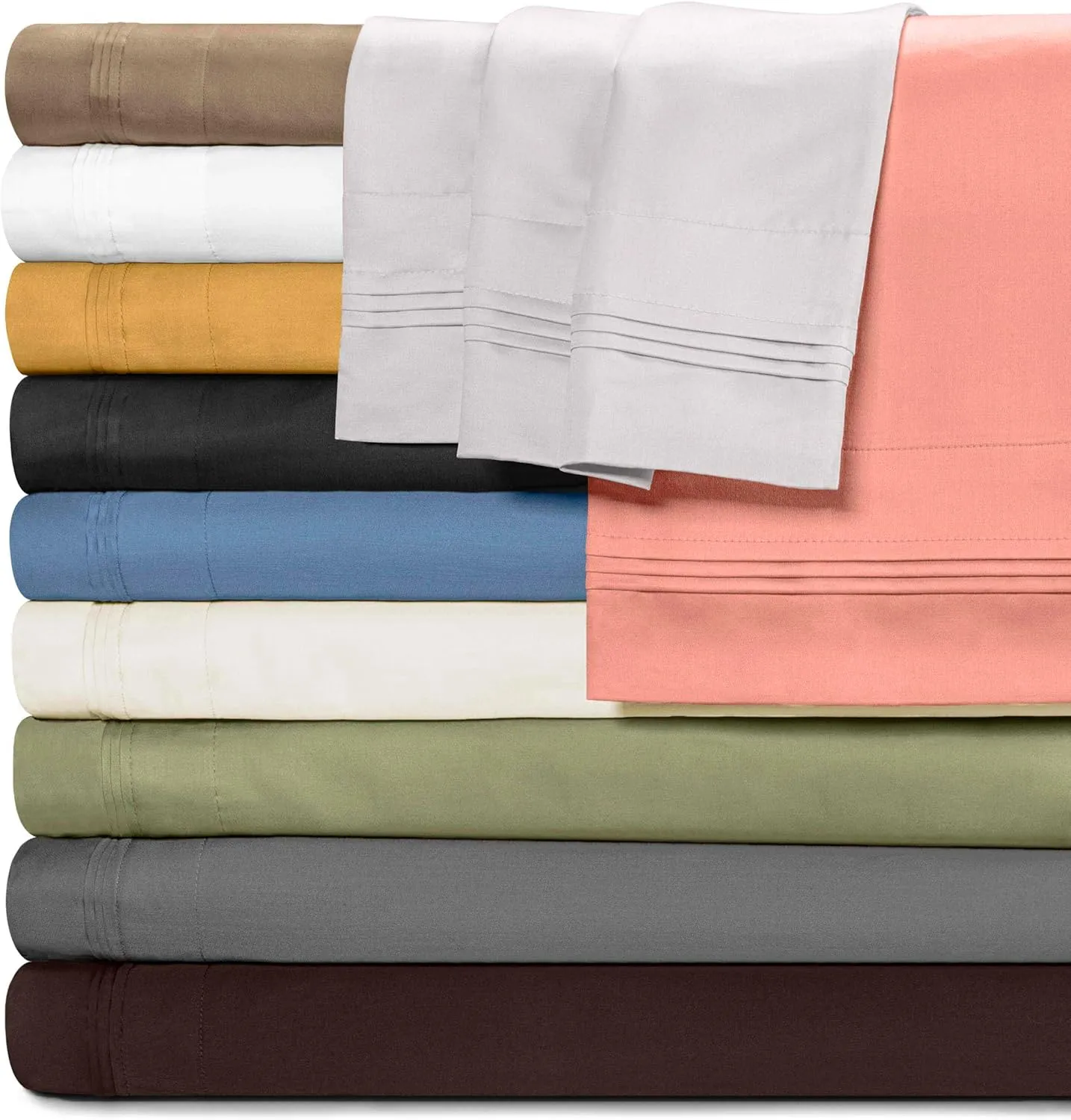 Superior Egyptian Cotton 4 Piece Sheet Set, Luxury 1500 Thread Count, Modern Design, Sustainable Sheets, Ultra-Soft Basics, Solid, Deep Pocket Fitted Sheet, Flat Sheet, Pillowcases, Queen, Taupe