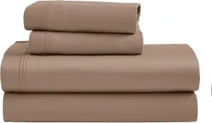 Superior Egyptian Cotton 4 Piece Sheet Set, Luxury 1500 Thread Count, Modern Design, Sustainable Sheets, Ultra-Soft Basics, Solid, Deep Pocket Fitted Sheet, Flat Sheet, Pillowcases, Queen, Taupe