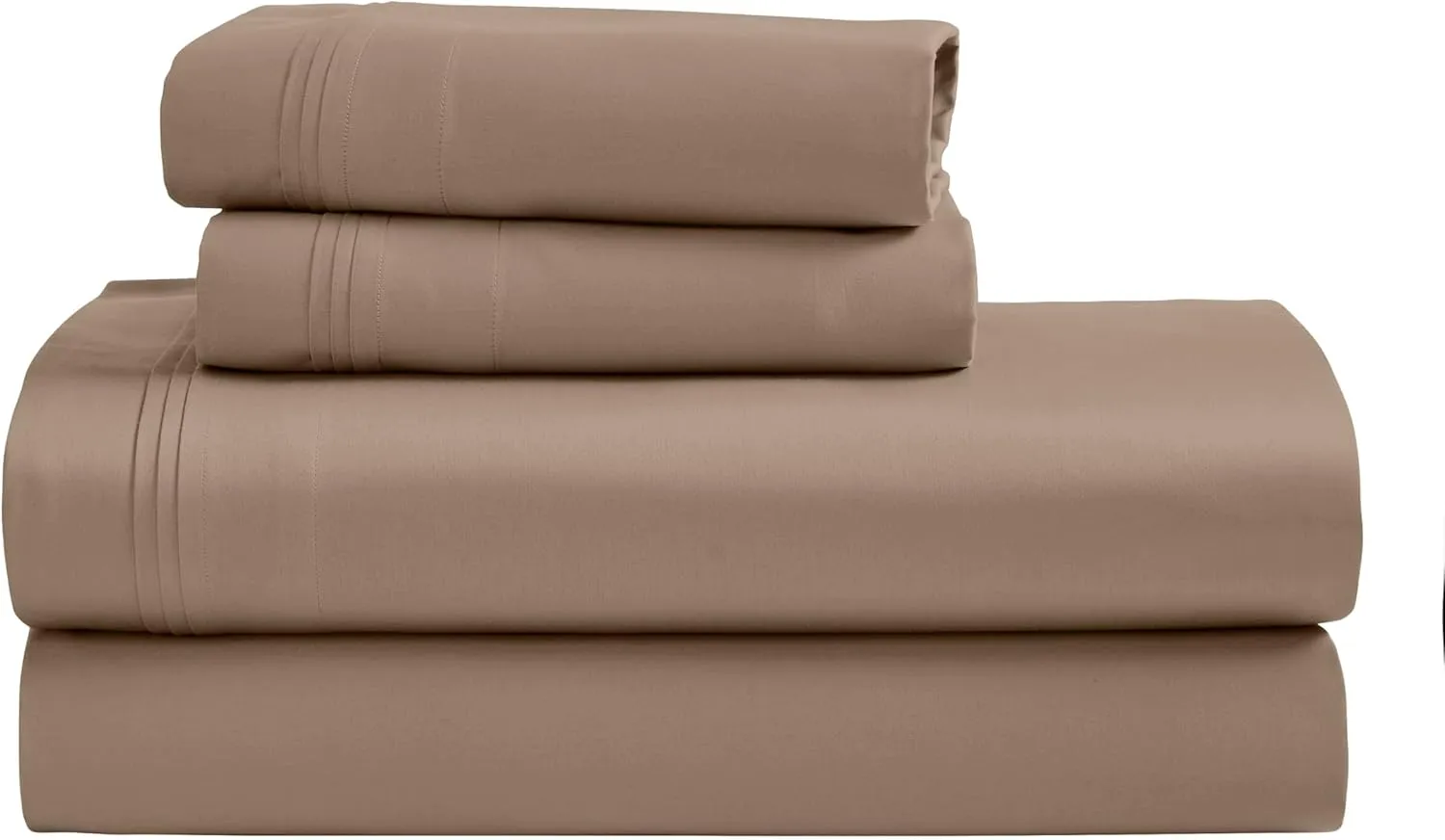 Superior Egyptian Cotton 4 Piece Sheet Set, Luxury 1500 Thread Count, Modern Design, Sustainable Sheets, Ultra-Soft Basics, Solid, Deep Pocket Fitted Sheet, Flat Sheet, Pillowcases, Queen, Taupe