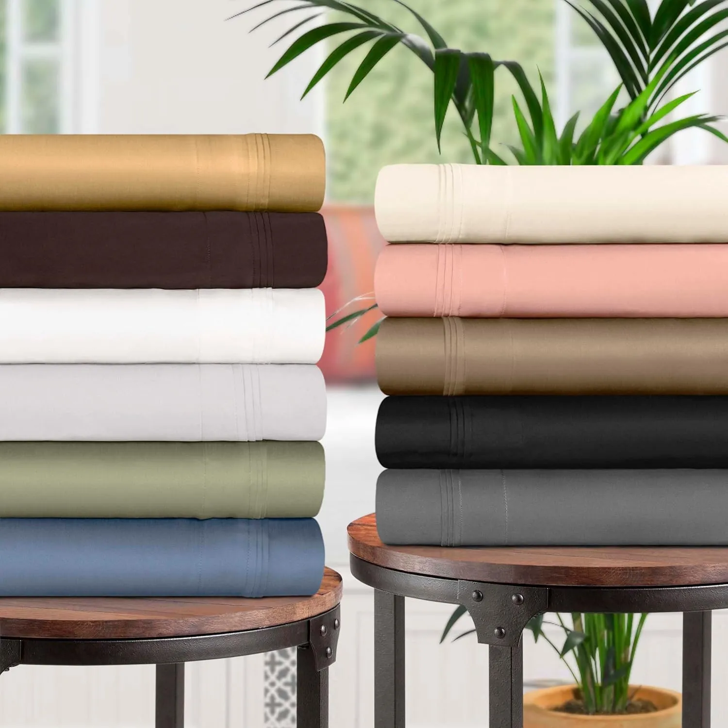 Superior Egyptian Cotton 4 Piece Sheet Set, Luxury 1500 Thread Count, Modern Design, Sustainable Sheets, Ultra-Soft Basics, Solid, Deep Pocket Fitted Sheet, Flat Sheet, Pillowcases, Queen, Taupe