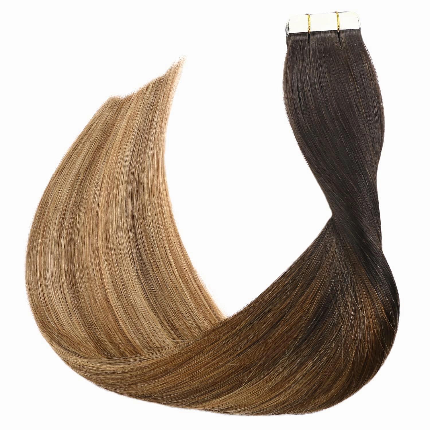 SURNEL Tape in Hair Extensions Balayage Ombre Color 1B Fading to 4 Brown Highlighted 27 Blonde Tape in Extensions Human Hair 20 inch Remy Tape Hair Extensions 20 Pcs 50g(#1B/4/27-20)
