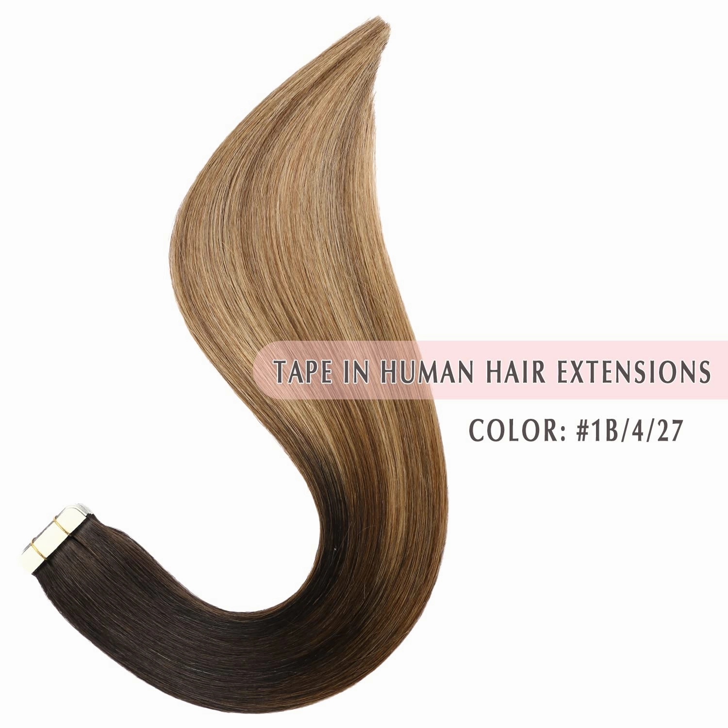 SURNEL Tape in Hair Extensions Balayage Ombre Color 1B Fading to 4 Brown Highlighted 27 Blonde Tape in Extensions Human Hair 20 inch Remy Tape Hair Extensions 20 Pcs 50g(#1B/4/27-20)