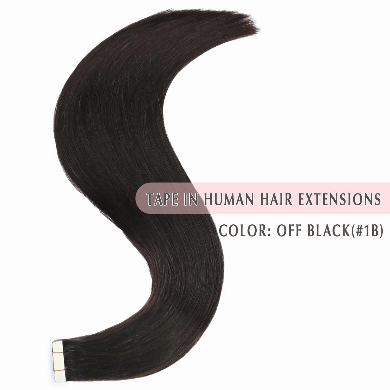 SURNEL Tape in Hair Extensions Double Drawn Hair Extensions Tape in Human Hair Color 1B Off Black Remy Tape in Hair Extensions Human Hair 20 inch 20pcs 50g(#1B-20)