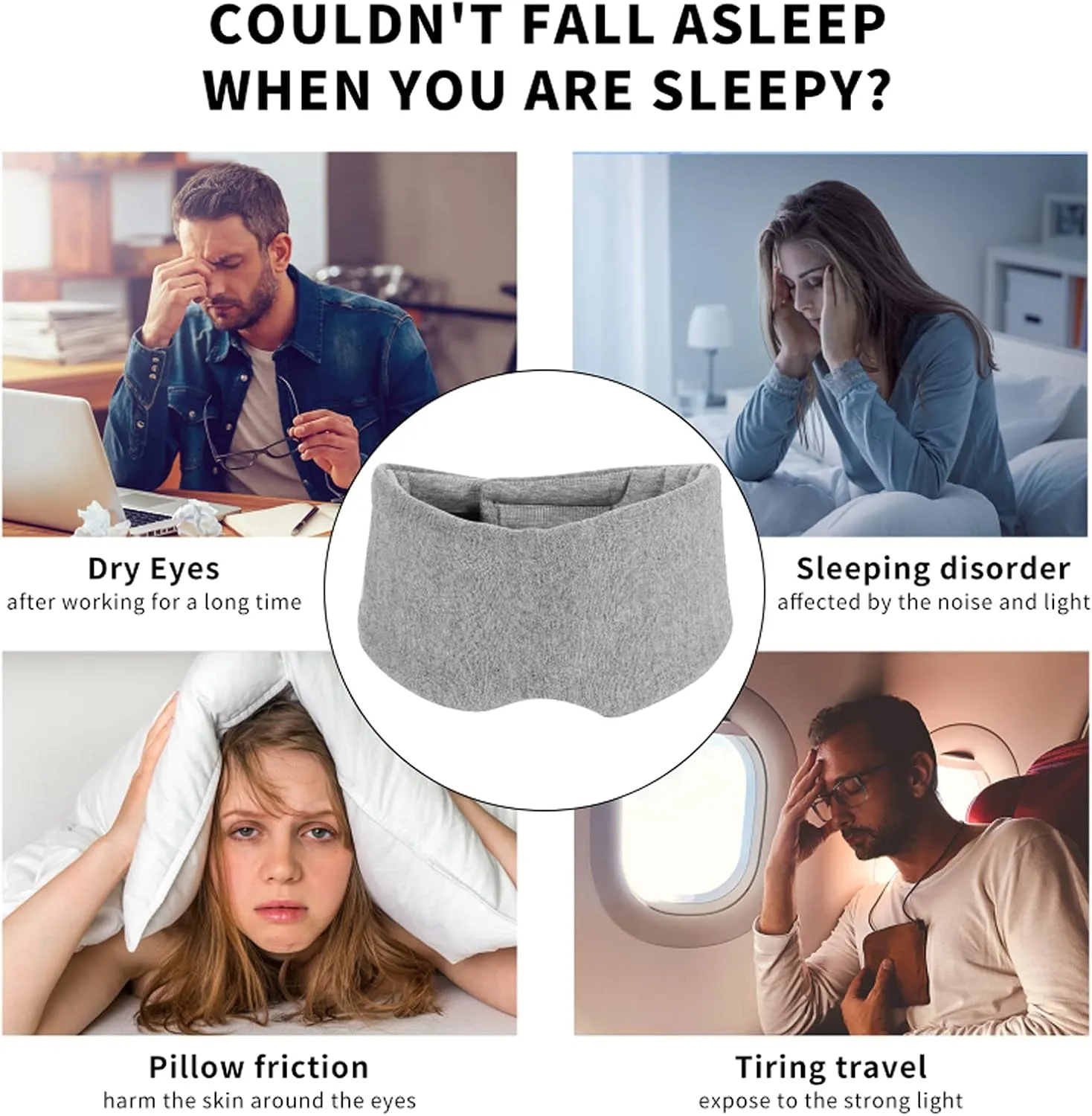 SUWEISHI 2 Pack 100% Cotton Ultra Soft Sleep Mask, Zero Pressure Natural Smooth Eye Cover with Adjustable Strap, Ultimate Sleeping Aid, Blocks Light, Comfortable Blindfold for Airplane/Nap/Travel