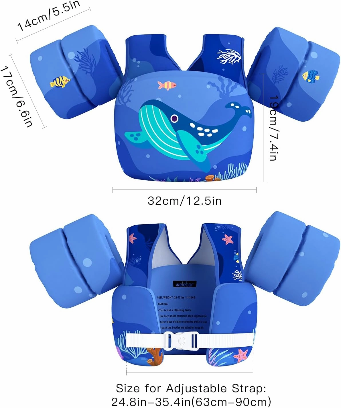 Swim Vest for Toddler, Suit for Kids 28-70 lbs, Floaties for Boys and Girls Swimming Aid, Training, Suit for Infant/Toddler/Children
