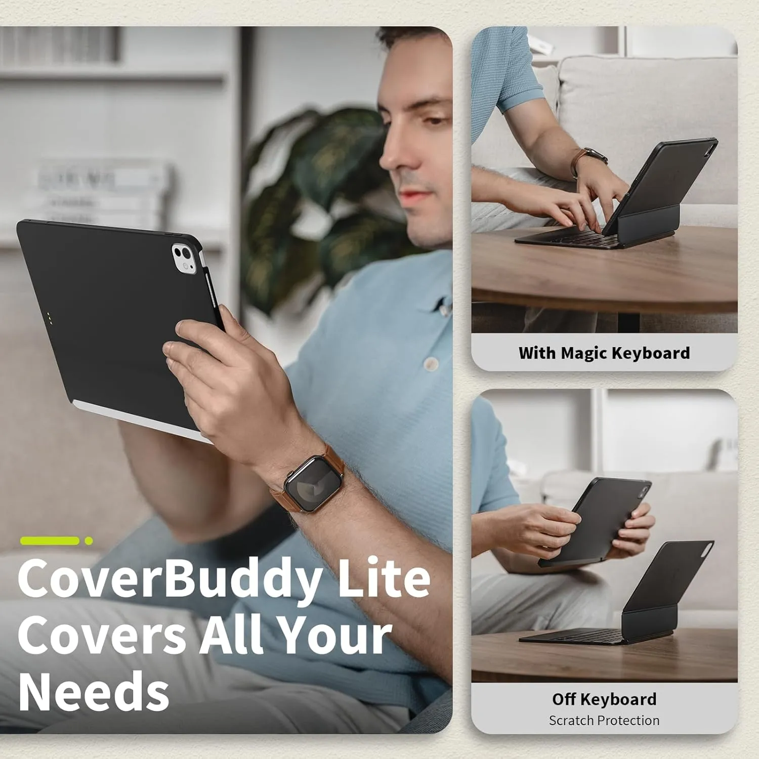 SWITCHEASY CoverBuddy Lite for 2024 iPad Air 11" (M2) - Case Compatible with Magic Keyboard, for People Who Don't Use Stylus Pencil - White (1.2)
