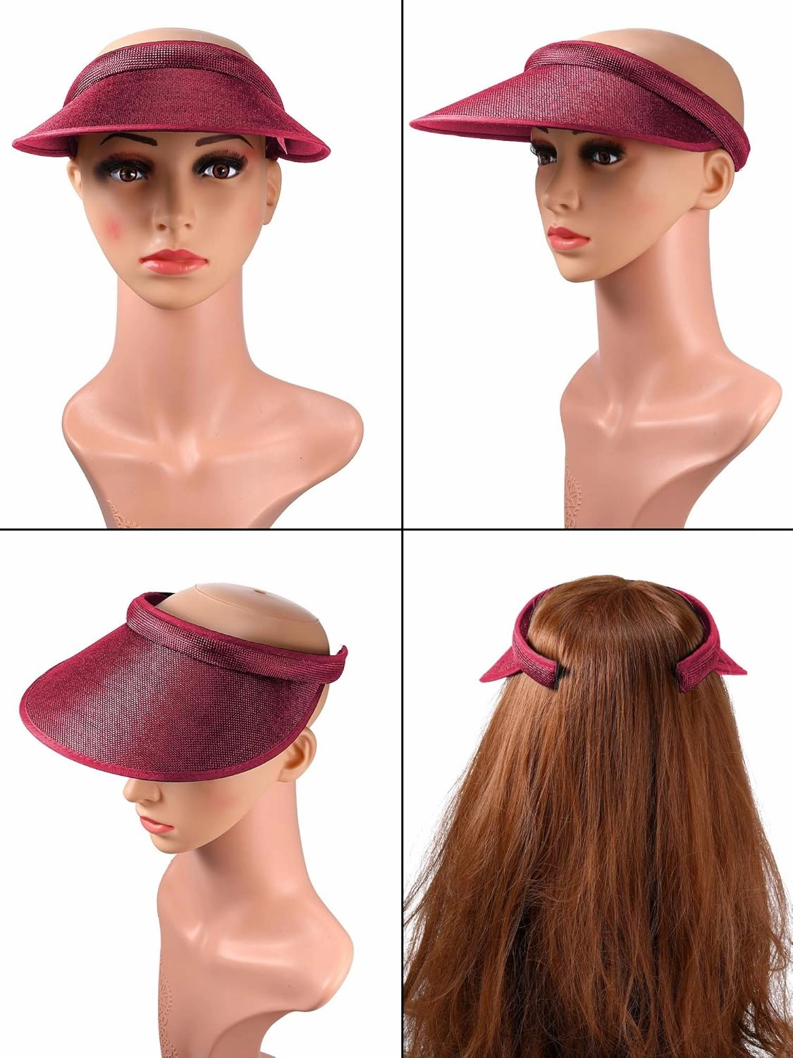 Syhood 3 Pieces Sun Visor Hats Summer Wide Brim Clip on Beach Adjustable Large Brim Cap Golf Hat for Women