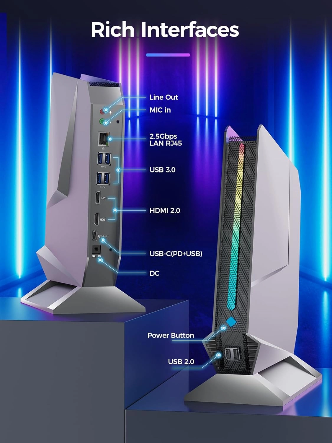 T1 Mini Gaming PC Core i9-12900H/RTX 3050Ti 8GB GDDR6, Mini Desktop Gaming Computer(14C/20T,Up to 5.0GHz) 32GB DDR4,1TB PCIe 4.0 SSD/RGB Lights/WiFi 6E/BT 5.3/2x HDMI 2.0/4K@60Hz/Win11 Pro