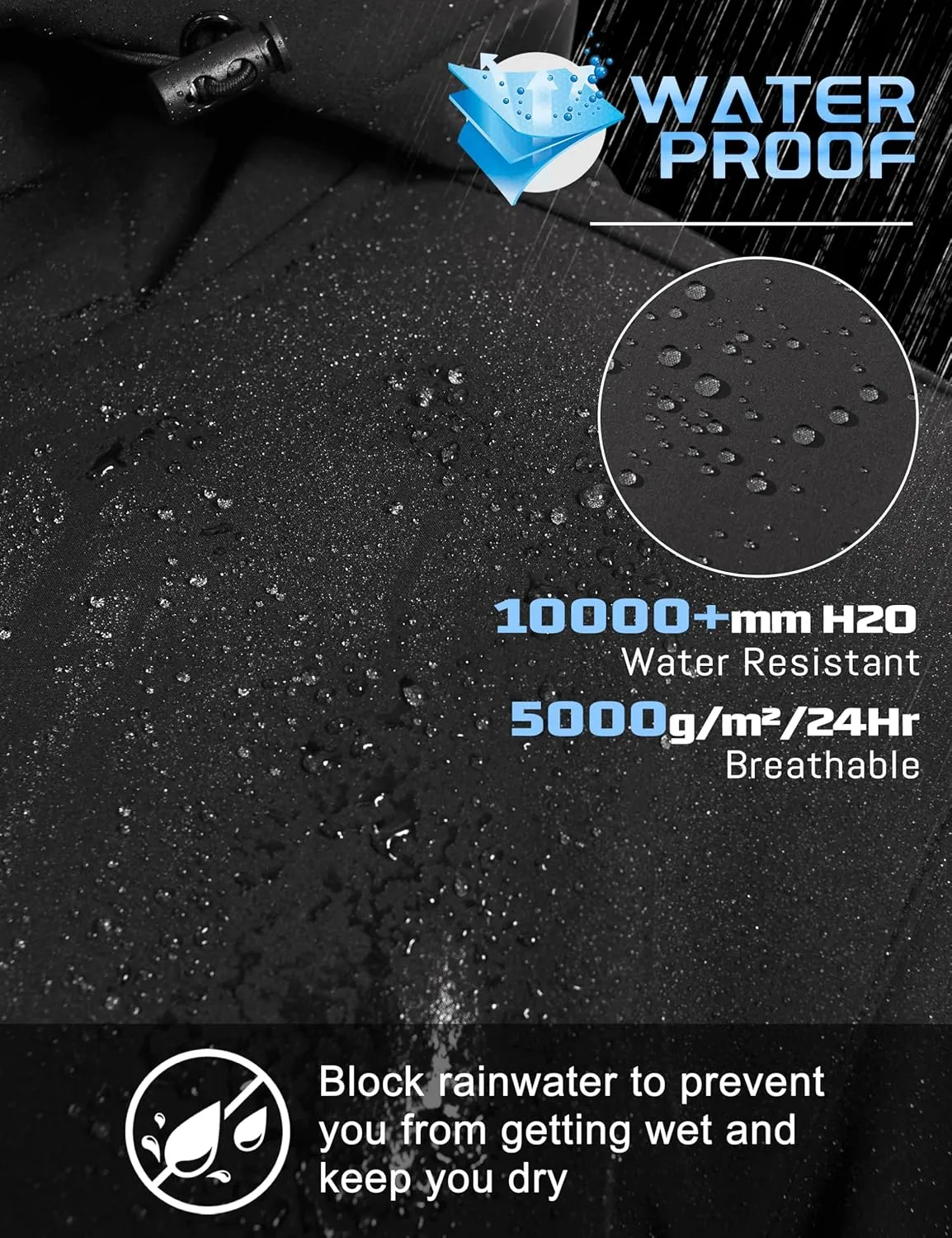 TACVASEN Men's Hooded Softshell Jacket Lightweight Waterproof Fleece Lined Windbreaker Rain Jacket Winter Outdoor Hiking
