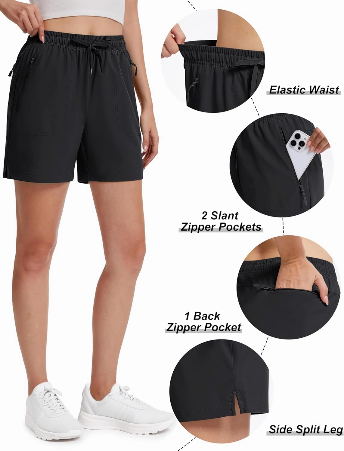 TACVASEN Women's 5'' Hiking Shorts Quick Dry Golf Lightweight UPF50  Athletic Shorts Summer Water Resistant Zipper Pockets