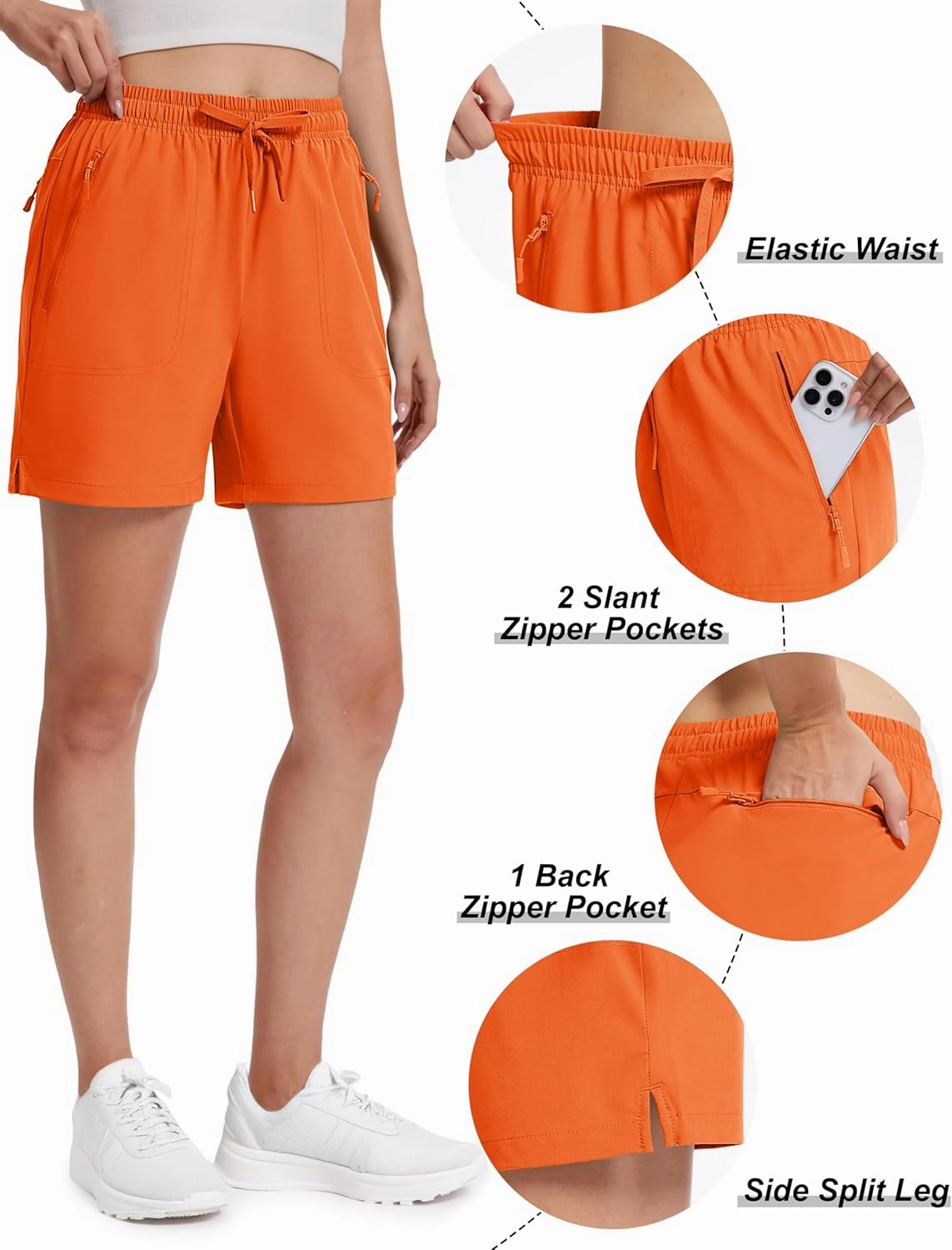 TACVASEN Women's 5'' Hiking Shorts Quick Dry Golf Lightweight UPF50  Athletic Shorts Summer Water Resistant Zipper Pockets