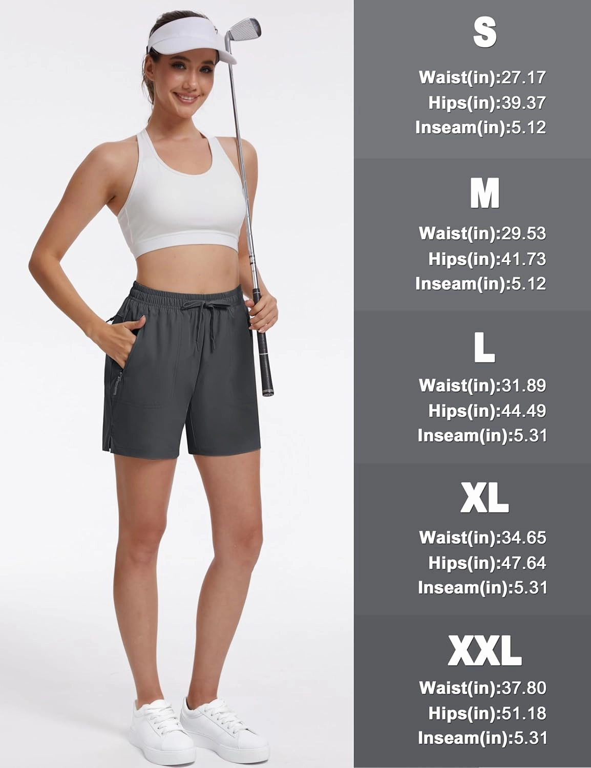 TACVASEN Women's 5'' Hiking Shorts Quick Dry Golf Lightweight UPF50  Athletic Shorts Summer Water Resistant Zipper Pockets