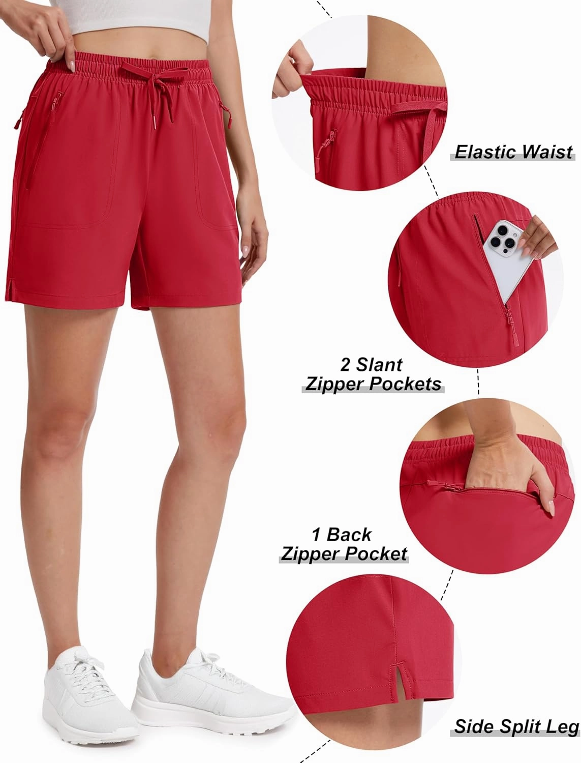 TACVASEN Women's 5'' Hiking Shorts Quick Dry Golf Lightweight UPF50  Athletic Shorts Summer Water Resistant Zipper Pockets