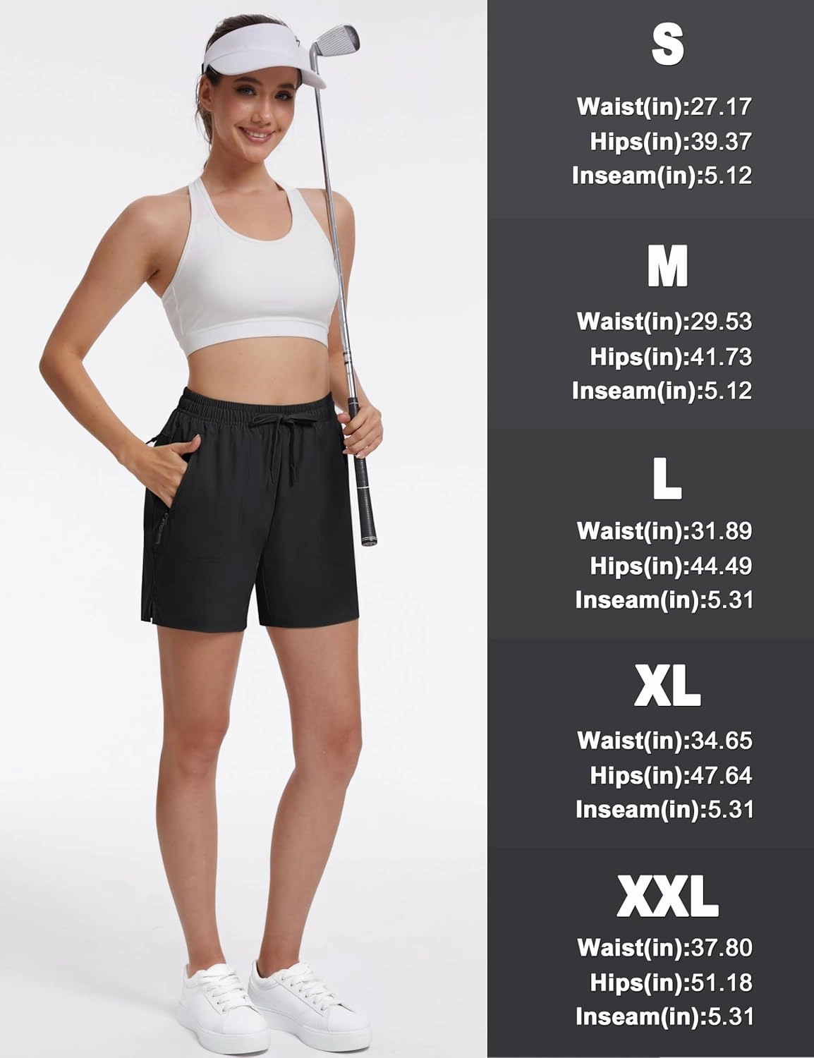 TACVASEN Women's 5'' Hiking Shorts Quick Dry Golf Lightweight UPF50  Athletic Shorts Summer Water Resistant Zipper Pockets