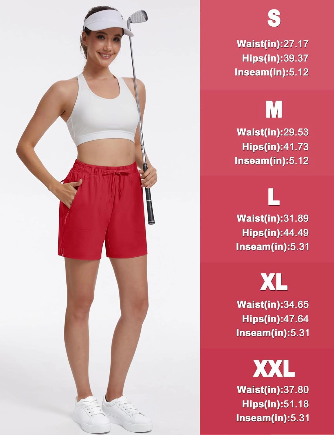 TACVASEN Women's 5'' Hiking Shorts Quick Dry Golf Lightweight UPF50  Athletic Shorts Summer Water Resistant Zipper Pockets